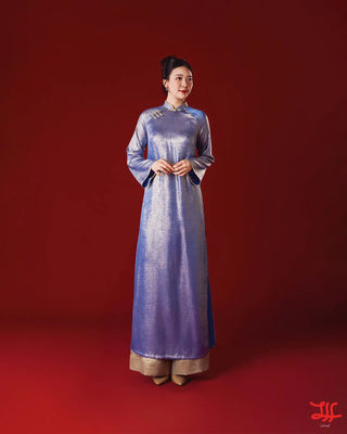Áo dài cách tân Áo dài Kim Lam, Quần Ánh Hoàng sắc xanh, thiết kế bởi nhà may La Hằng Design