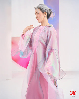 Áo dài sui gia Phù Vân họa tiết hoa sắc hinh-h-c và hồng thủ công tại La Hằng Design