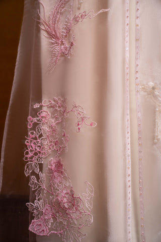Lụa Phấn & khoác Mẫu Đơn Phượng Long và Đoạn Phấn & khoác Đơn Long Phượng - Áo Dài La Hằng Design