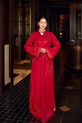 Áo dài Ngân Trang & khoác Hồng Ngân - Áo Dài La Hằng Design
