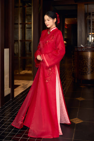 Áo dài Ngân Trang & khoác Hồng Ngân - Áo Dài La Hằng Design